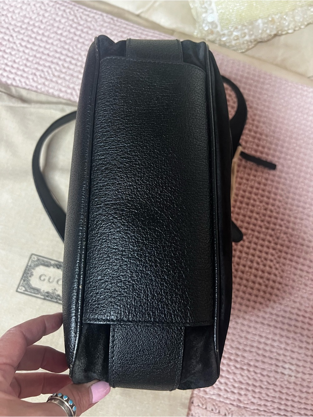 GUCCI STIRRUP SADDLE BAG VINTAGE BLACK LEATHER & SUEDE - Picture 8 of 16
